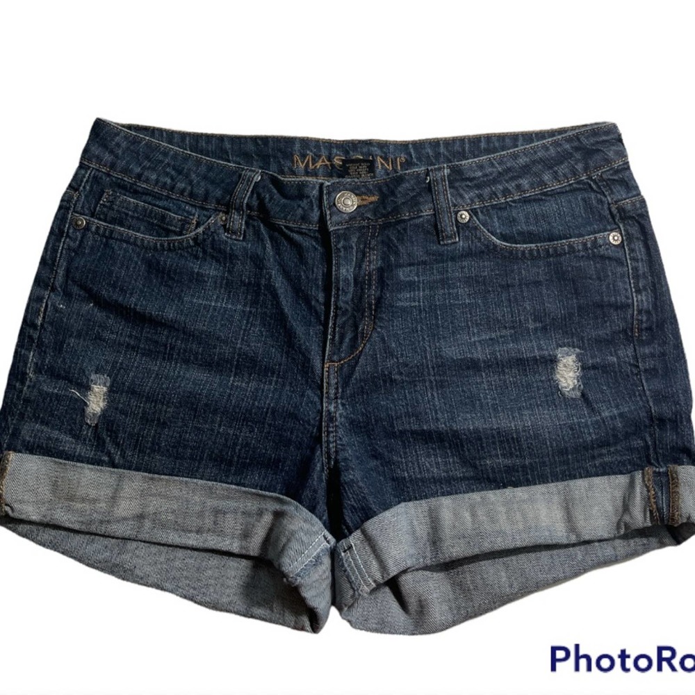 MASSINI Denim Shorts with Cuffed Hem - Size 8
